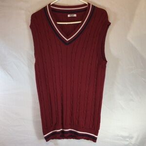 Coofandy Burgundy Cable Knit Sweater Vest Preppy Collegiate Old Money Classic
